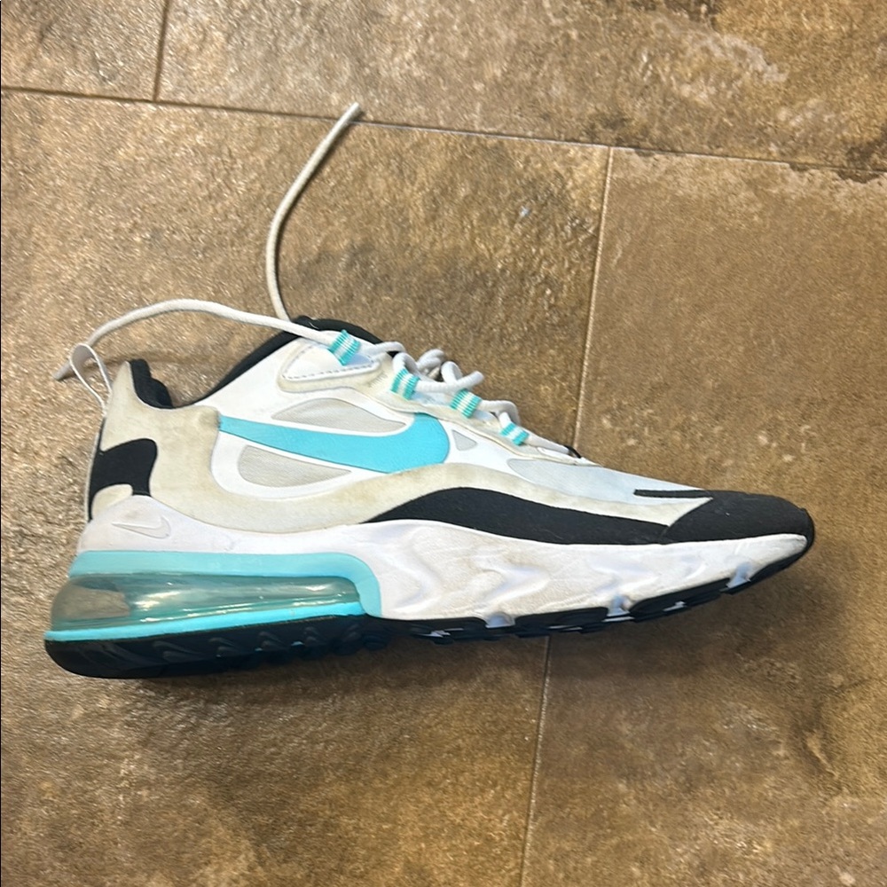Nike Air Max 270 React in Black, White, and Teal
